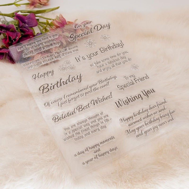 Arbuya Birthday Verses Clear Stamps for Card Making,Sentiment Silicone Stamps Happy Birthday Sayings Rubber Stamps for Gift Tags Paper Crafting Scrapbooking Decoration - Image 4